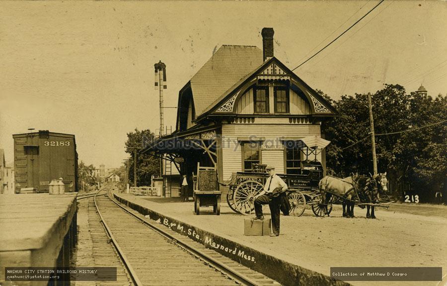Postcard: Boston & Maine Station, Maynard, Massachusetts